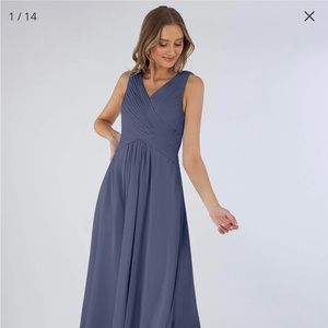 Azazie A lined Pleated Floor Length Gown - New w/Tags - Stormy - Size 12